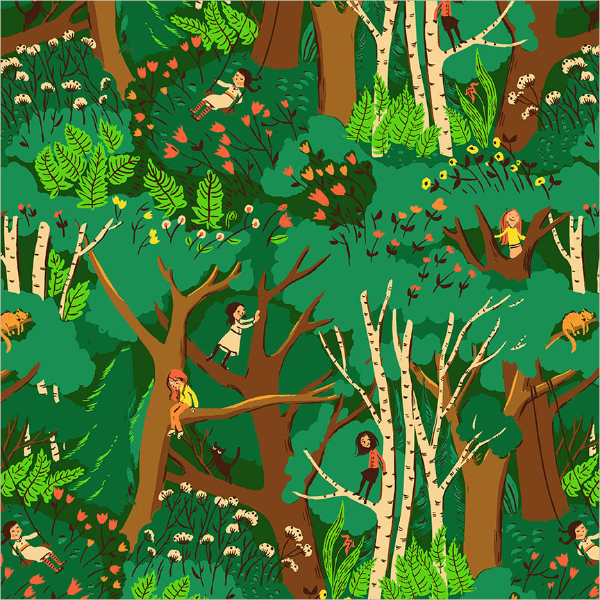 Climbing Trees Jade from Heather Ross Favorites by Windham Fabrics