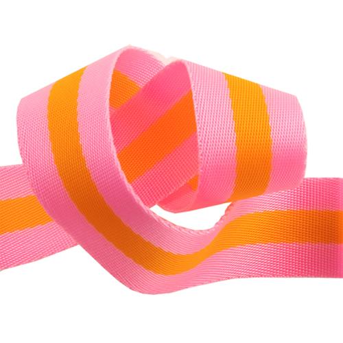 Webbing | Tula Pink | 1 1/2"  | Striped Nylon | Pink/Orange