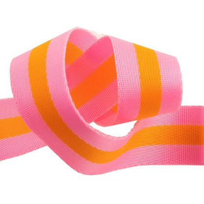 Webbing | Tula Pink | 1 1/2"  | Striped Nylon | Pink/Orange