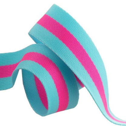 Webbing | Tula Pink | 1 1/2"  | Striped Nylon | Aqua/Hot Pink