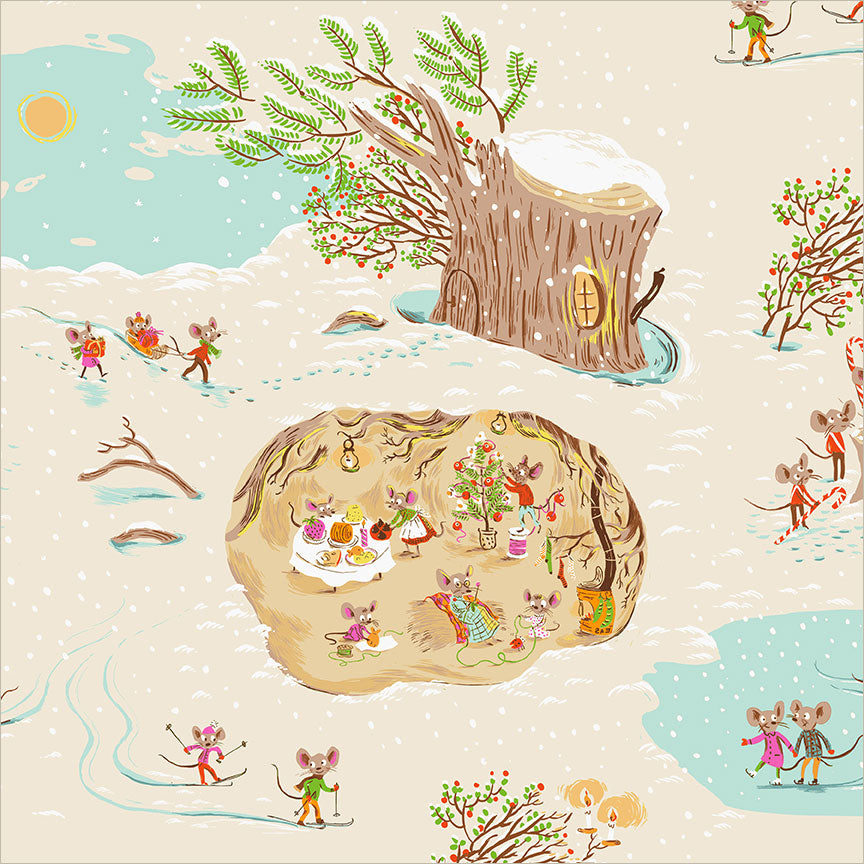 Christmas Mice Cream from Heather Ross Favorites by Windham Fabrics