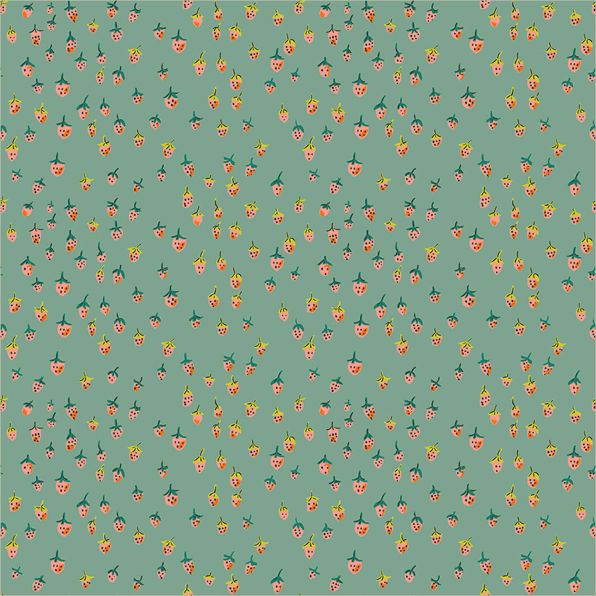 Field Strawberries Teal from Heather Ross Favorites by Windham Fabrics