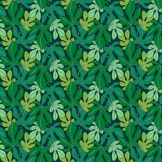 Windham Fabrics | Sally Kelly | Sunshine | Monsterra | Forest