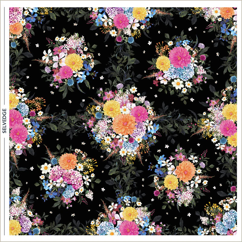 Windham Fabrics | Midnight Blooms | Whistler Studios | Whimsical Garden | Black
