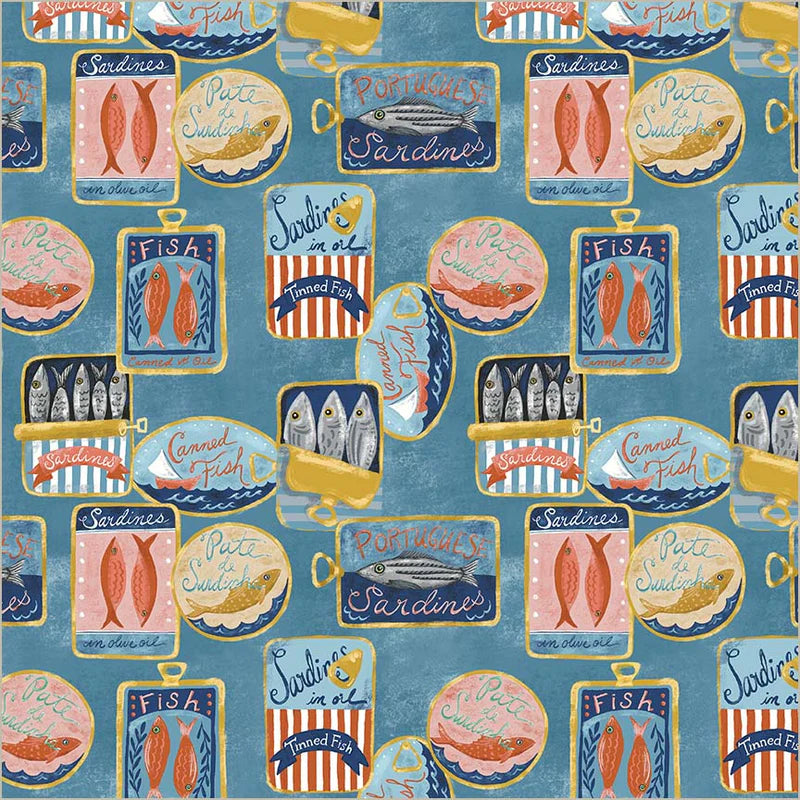 Windham Fabrics | Jennifer Moore | Villa Sol | Tinned Fish | Sea Blue