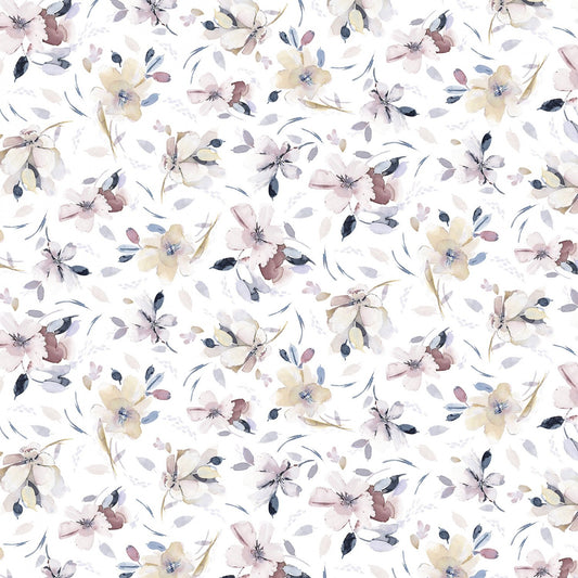 P&B Textiles | Meadow at Dusk | 5535-W | Flower Toss White