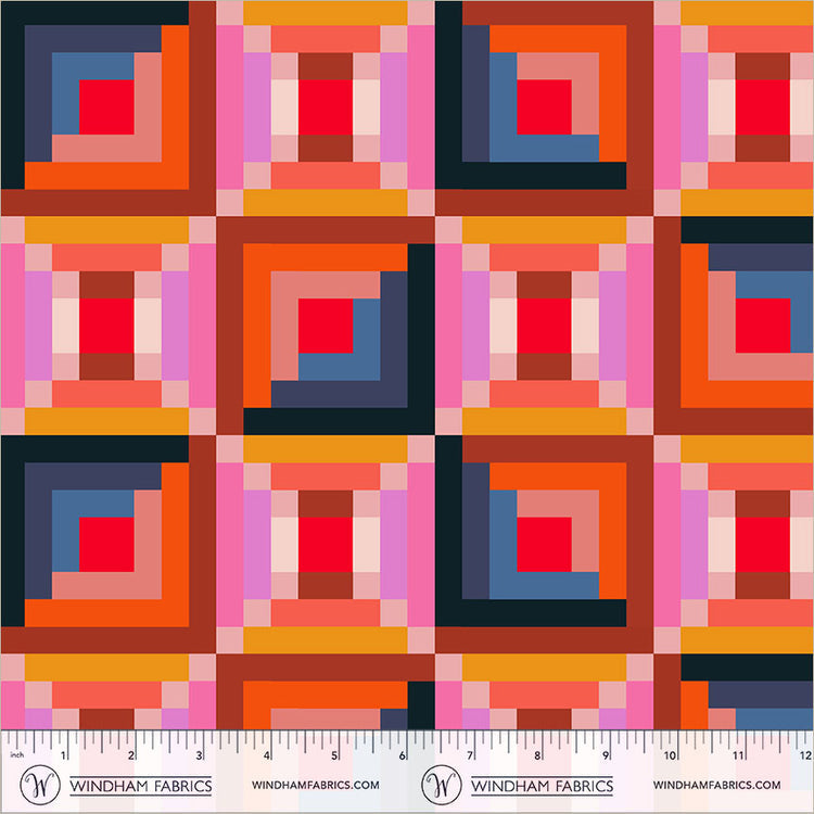 Windham Fabrics | Happy Place | Log Cabin | Sunset | 55372D-2 | Annabel Wrigley