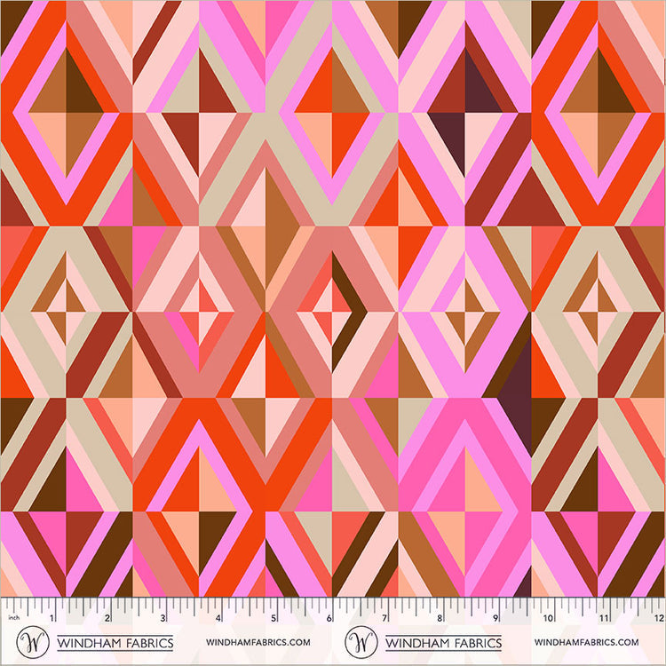 Windham Fabrics | Happy Place | Diamonds | Coral | 55374D-6 | Annabel Wrigley
