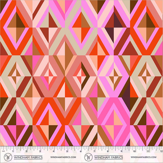 Windham Fabrics | Happy Place | Diamonds | Coral | 55374D-6 | Annabel Wrigley
