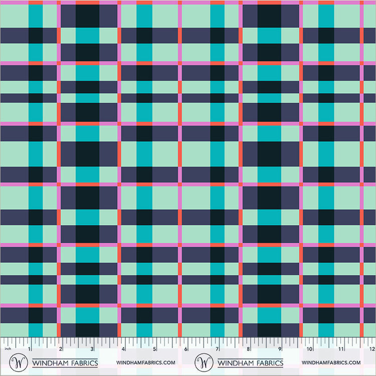 Windham Fabrics | Happy Place | Tower | Turquoise | 55377D-14 | Annabel Wrigley