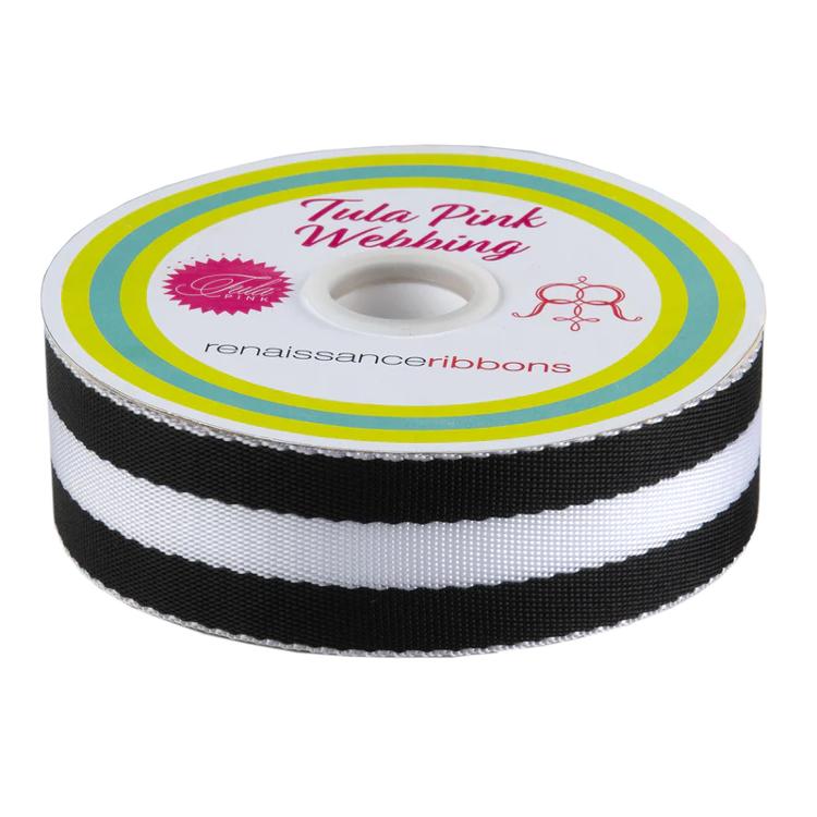 Webbing | Tula Pink | 1 1/2"  | Striped Nylon | Black/White