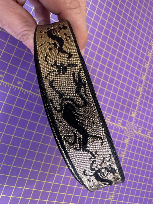 Ribbon | Dragon Braid - Black/Gold | 7/8" | Sold by the Yard