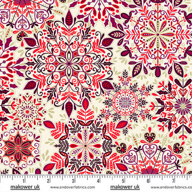 Andover | Enchanted | Snow Crystal | Red | Makower UK