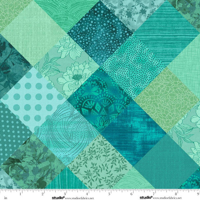 Studio E Fabrics | Meow Mix | Cheater Patch | Teal | E-8955-66 | Timna Tarr