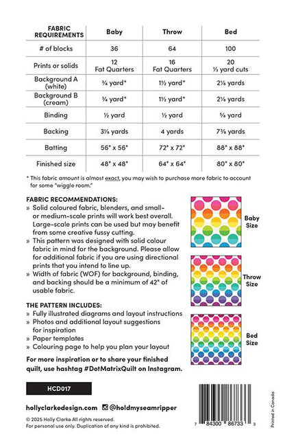 Dot Matrix Quilt Pattern by Holle Clarke Design