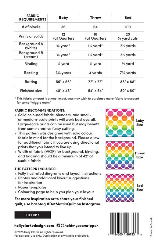 Dot Matrix Quilt Pattern by Holle Clarke Design
