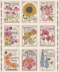 Moda | My Secret Garden | Vintage Seed Packet Panel | Panel Cloud | 20988-11