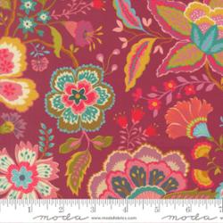 Moda Sitara Jasmine Rose Wine fabric by Crystal Manning