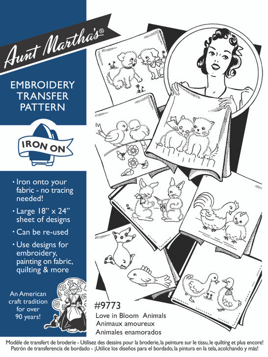 Aunt Martha’s | Embroidery Transfer Pattern | #9773 | Love in Bloom Animals