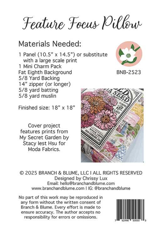 Moda | Feature Focus Pillow | Pillow Pattern | 18" x 18"