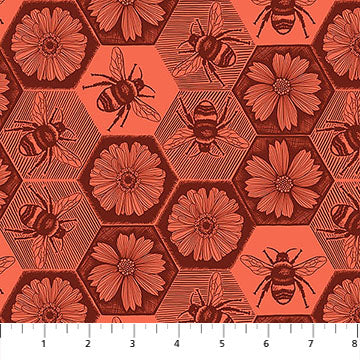 Anna Maria Textiles | Indelible Ink | Busy | Coral