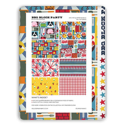 Paintbrush Studio Fabrics | BBQ Block Party | Flat Fat Stack 8 PC (Blue)