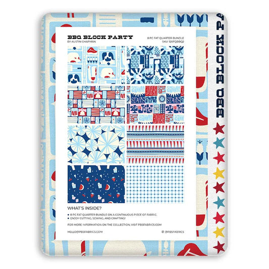 Paintbrush Studio Fabrics | BBQ Block Party | Flat Fat Stack 8 PC (White)