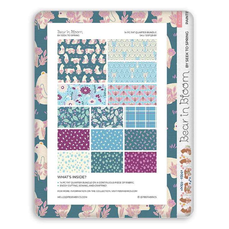 Paintbrush Studio | Bears in Bloom by Seek to Spring | 14PC Fat Quarter Bundle