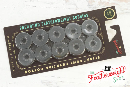 Bobbins, EXCLUSIVE! PRE-WOUND Singer Featherweight 221 222 301 - Package of 10 - Black