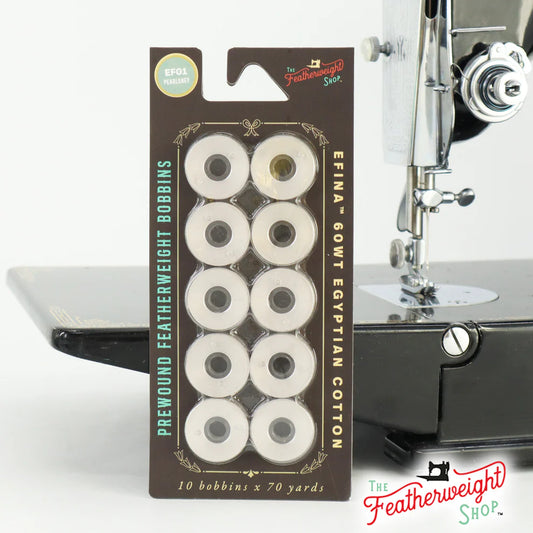Bobbins, EXCLUSIVE! PRE-WOUND Singer Featherweight 221 222 301 - Package of 10 - Parchment