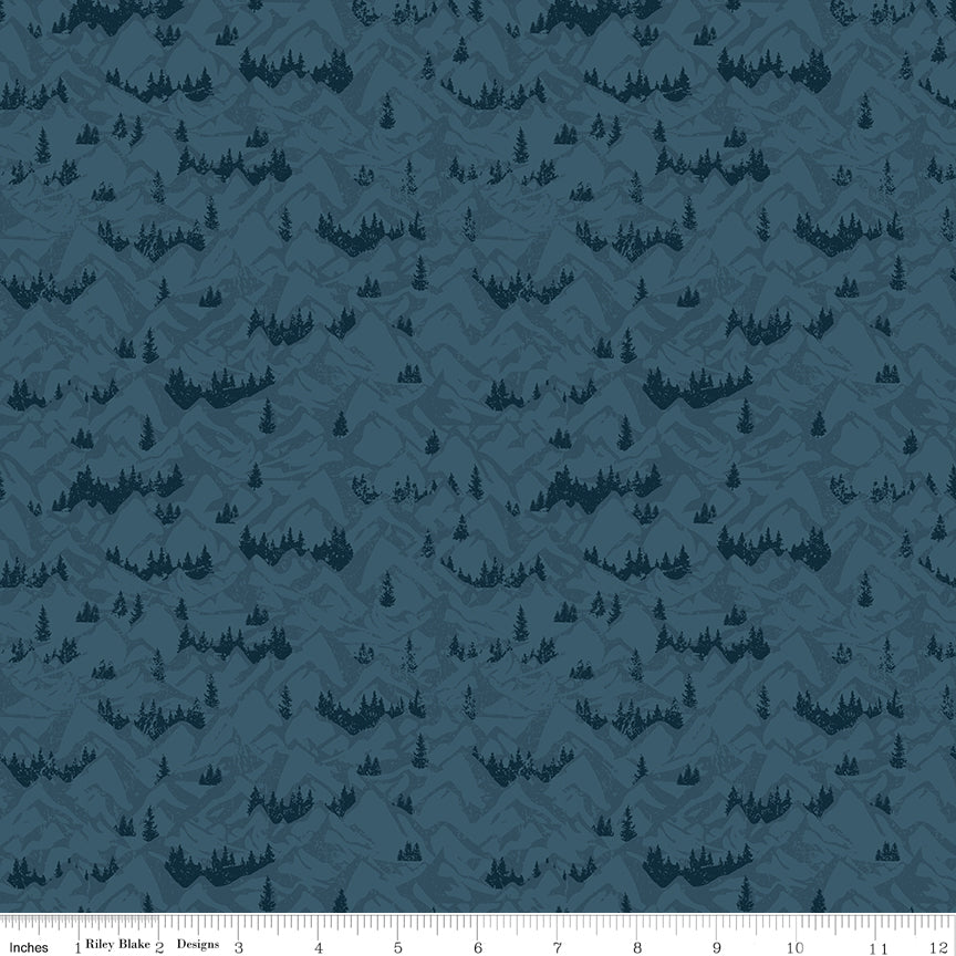 Riley Blake Designs | Legends of the National Parks | Mountains Navy | C13284-NAVY