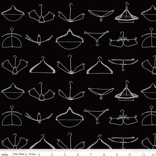 Riley Blake | Press On | Wire Hangers | Black | J Wecker Frisch
