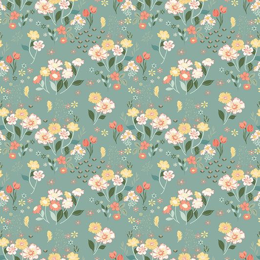 Riley Blake | New Beginnings | Floral | Teal | Sandy Gervais