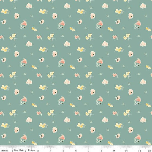 Riley Blake | New Beginnings | Sweet Peas | Teal