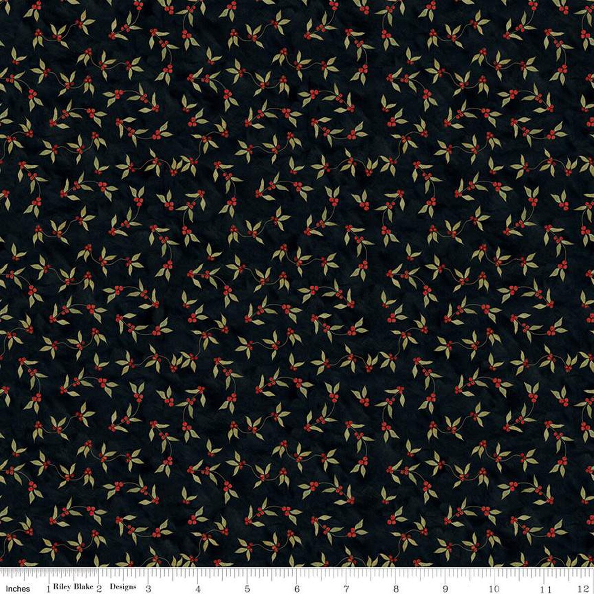 Riley Blake | Naughty or Nice | Holly Berries | Black