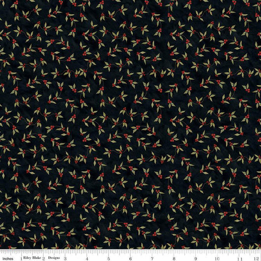 Riley Blake | Naughty or Nice | Holly Berries | Black