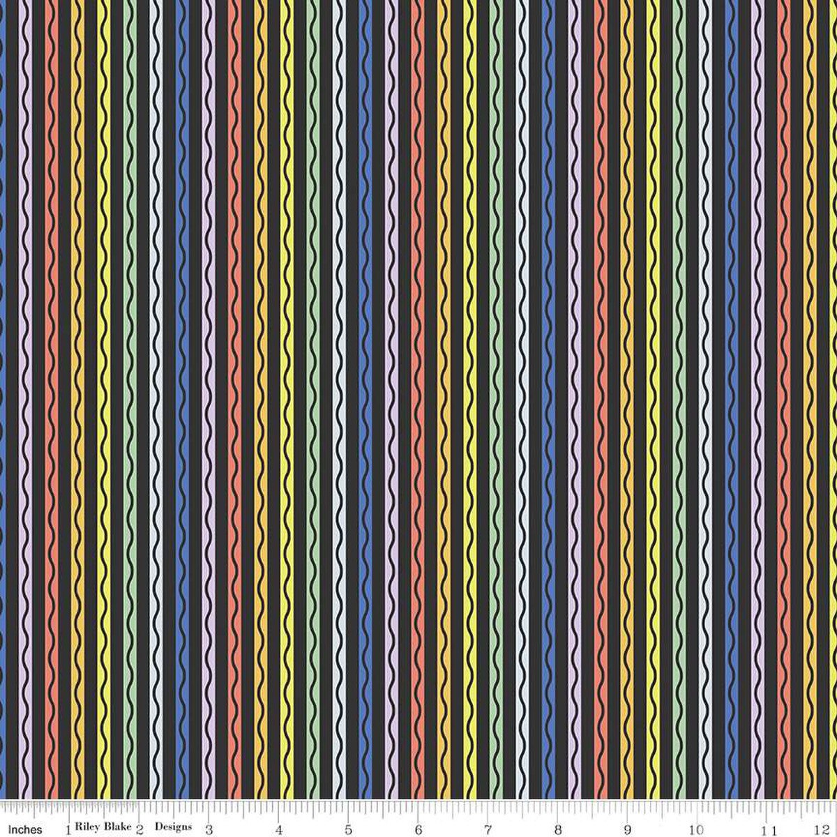 Riley Blake | New Box of Crayons | Stripe | Black