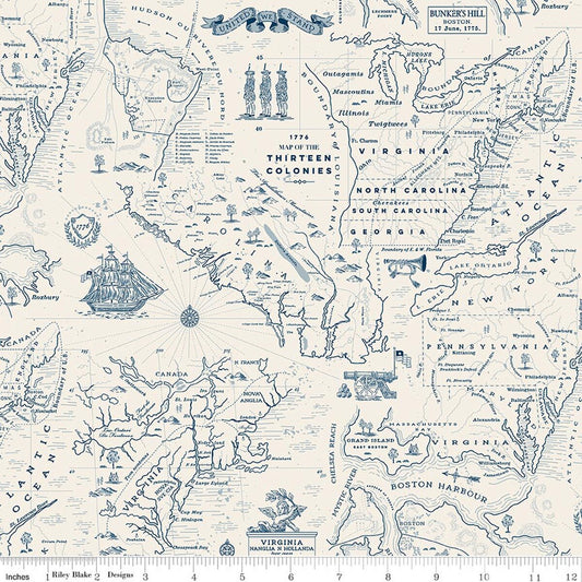Riley Blake | Independence | Colonial Map | Cream