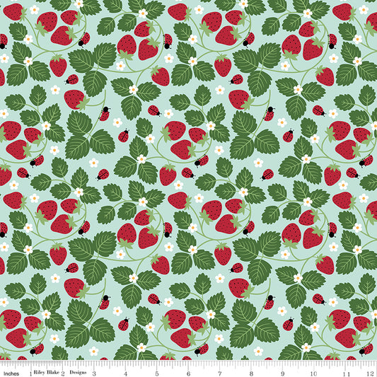 Riley Blake | Little Ladybug | Strawberries | Blue | C18031-BLUE