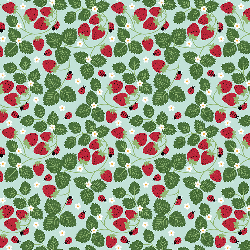 Riley Blake | Little Ladybug | Strawberries | Blue | C18031-BLUE