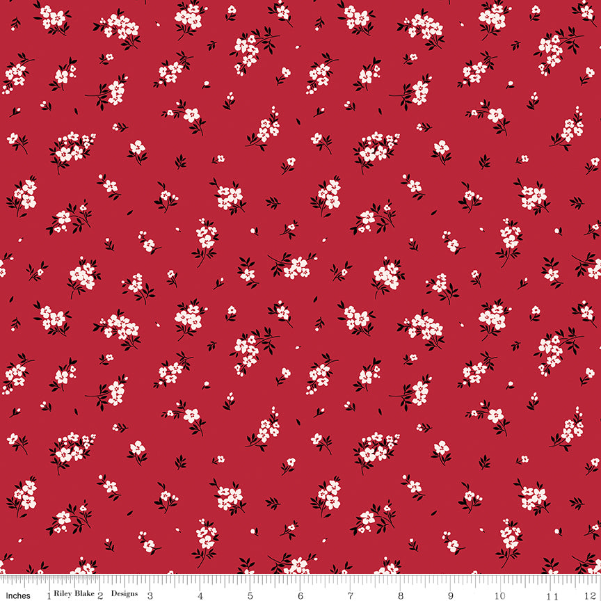 Riley Blake | Little Ladybug | Mini Flowers | Red | C18033-RED