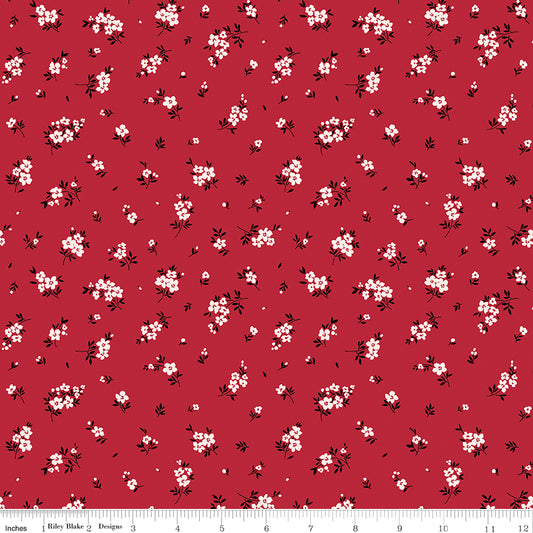 Riley Blake | Little Ladybug | Mini Flowers | Red | C18033-RED