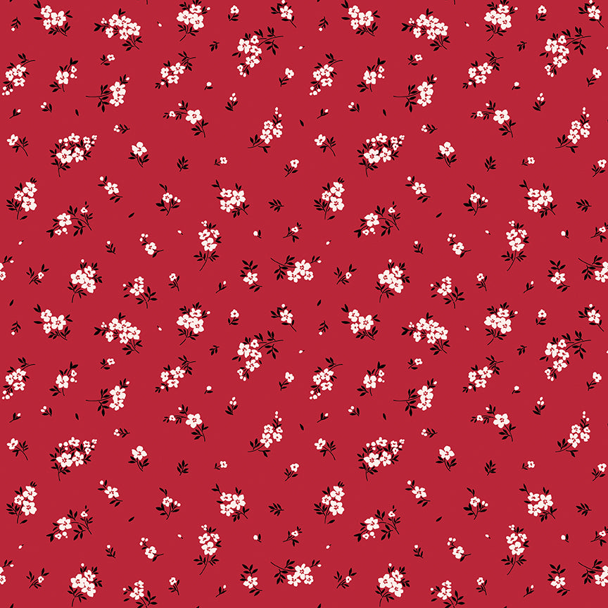 Riley Blake | Little Ladybug | Mini Flowers | Red | C18033-RED