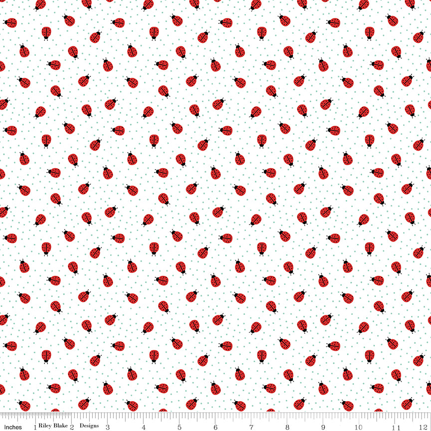 Riley Blake | Little Ladybug | Ladybugs | White | C18034-WHITE