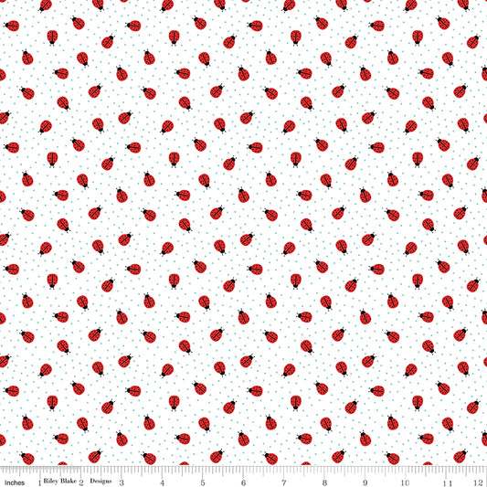 Riley Blake | Little Ladybug | Ladybugs | White | C18034-WHITE