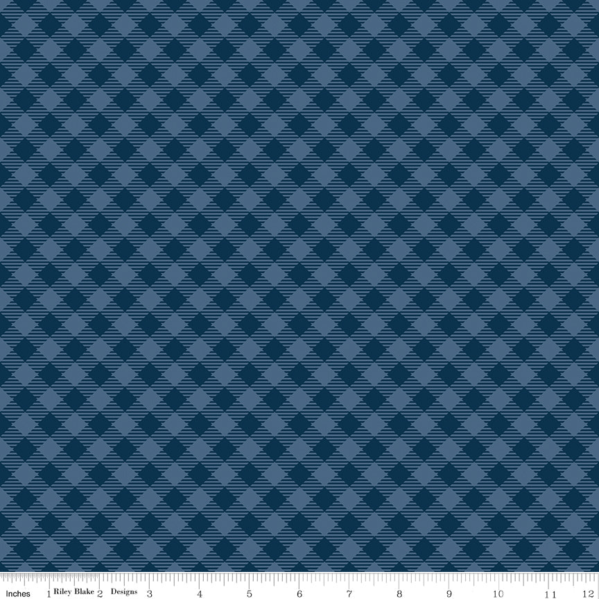 Riley Blake Designs | Denim & Daisy | Gingham Oxford Blue | C18132-OXFORDBLUE | Lori Holt