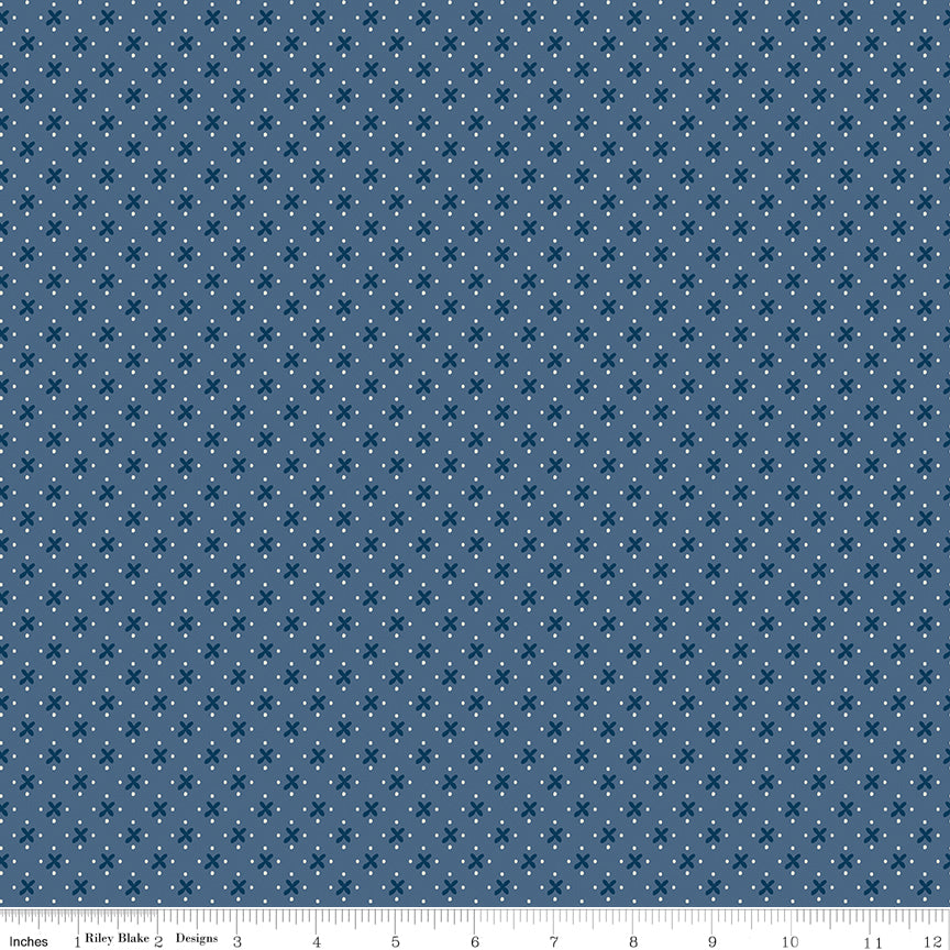 Riley Blake Designs | Denim & Daisy | Kisses Denim | C18134-DENIM | Lori Holt