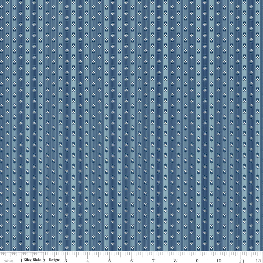Riley Blake Designs | Denim & Daisy | Stripes Denim | C18136-DENIM | Lori Holt