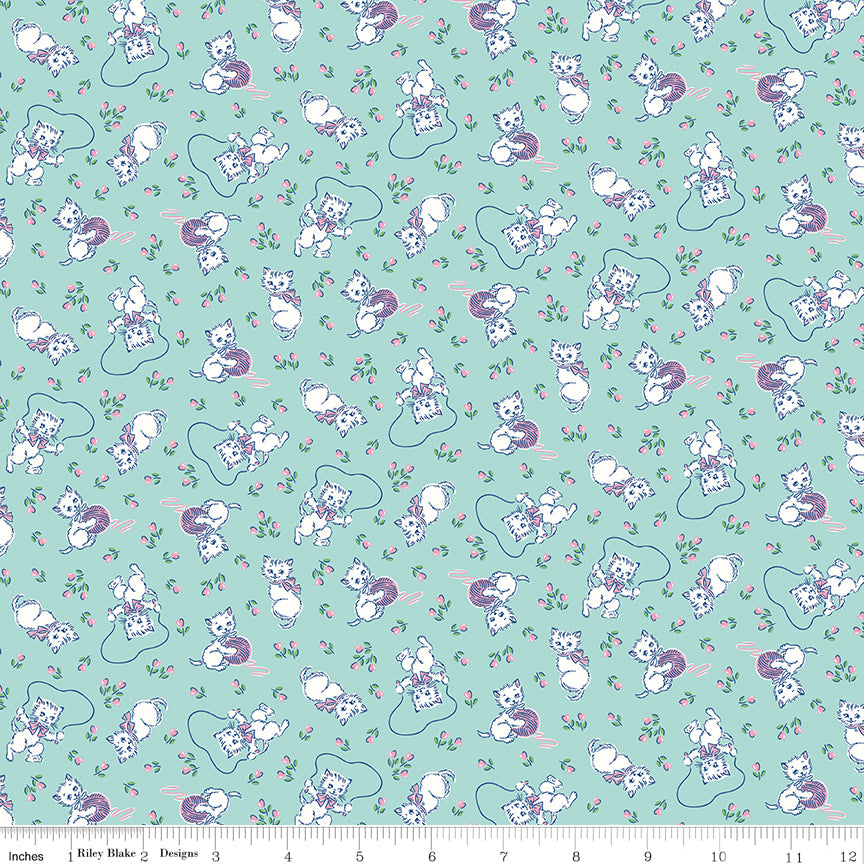 Riley Blake Designs | Traditional 30's | Kittens Blue | C18243-BLUE