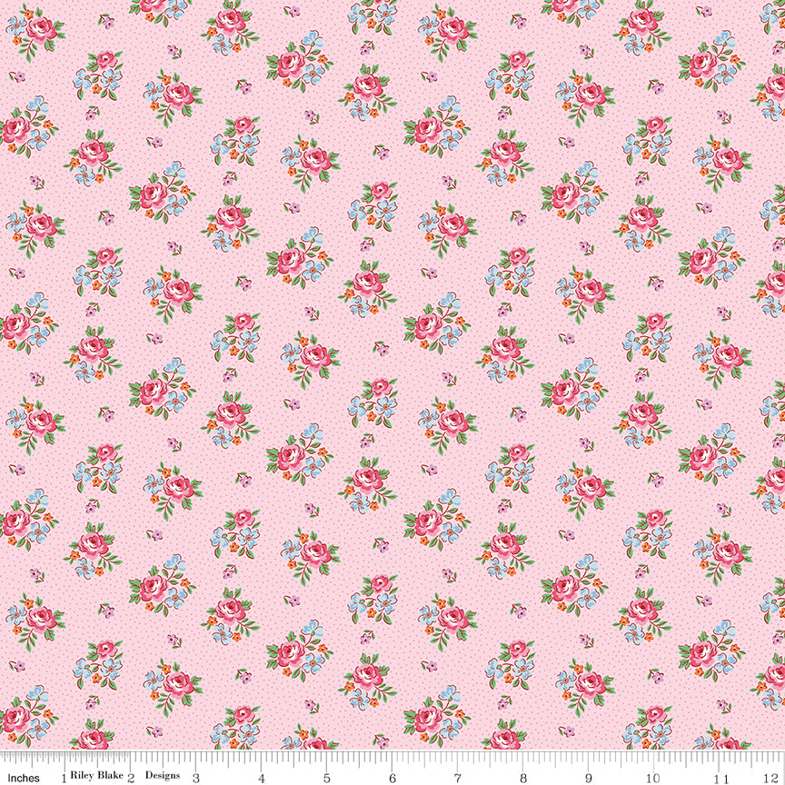 Riley Blake Designs | Traditional 30's | Scattered Floral Pink | C18248-PINK